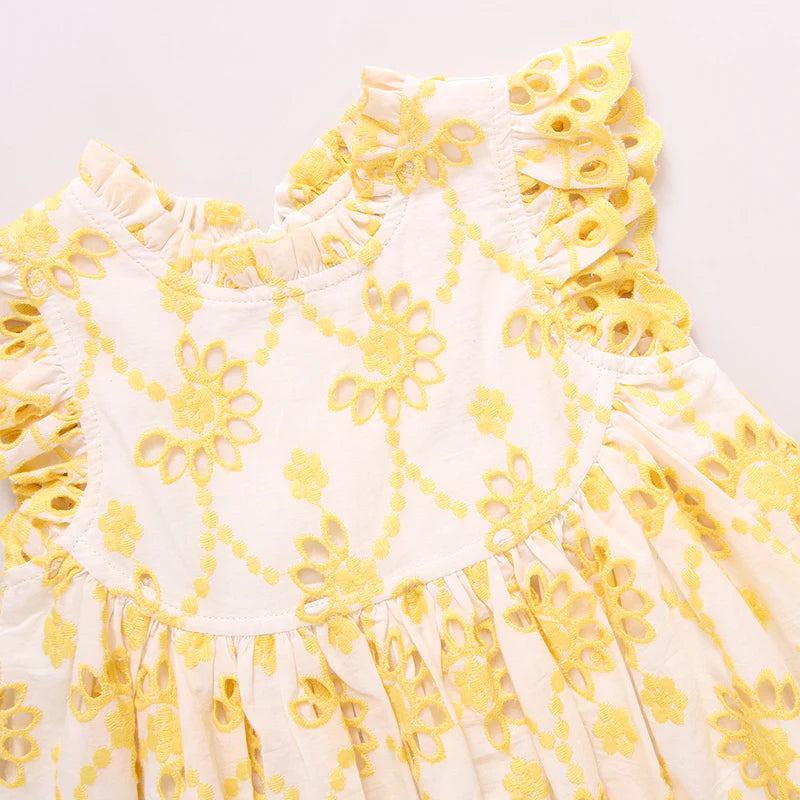 Baby Girls Cynthia Dres Set - Bright Yellow Eyelet