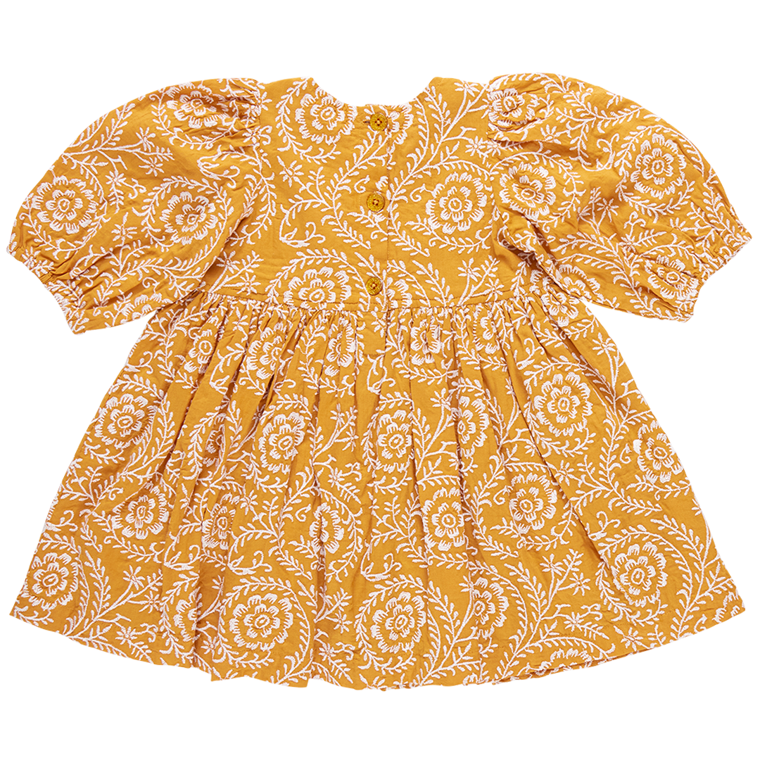 Girls Brooke Dress - Inca Gold Blooming Embroidery