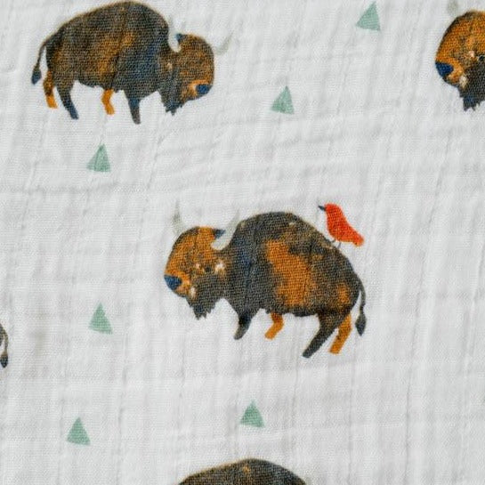 Cotton Muslin Swaddle Blanket - Bison