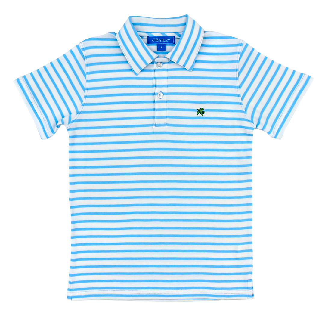 Blue/White Henry Short Sleeve Stripe Polo