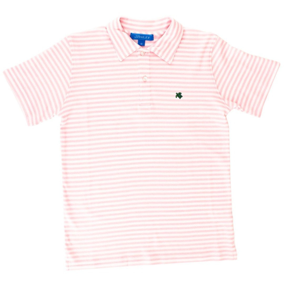 White & Sorbet Stripe Henry Short Sleeve Polo