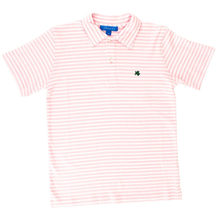 White & Sorbet Stripe Henry Short Sleeve Polo