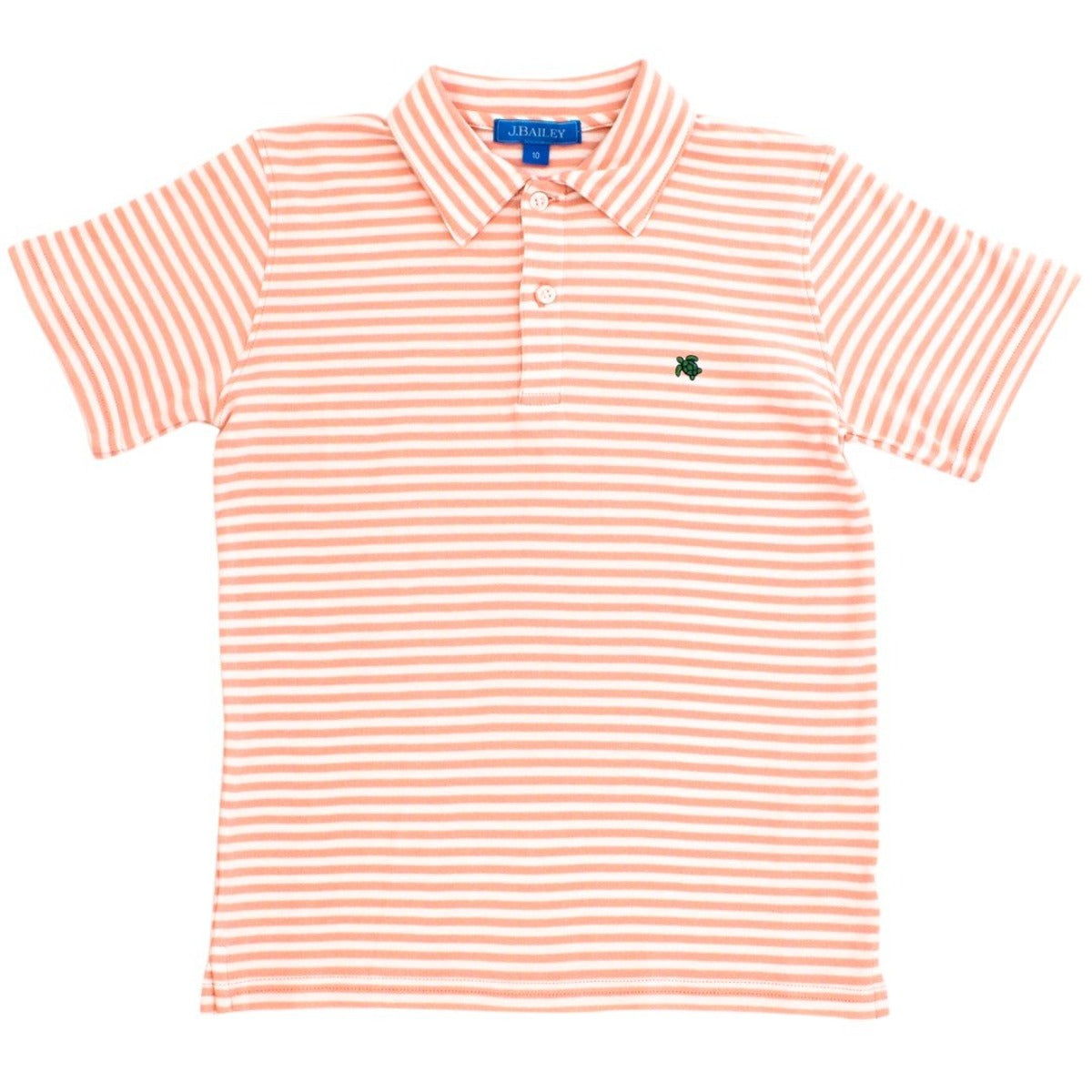 White & Cantaloupe Stripe Henry Short Sleeve Polo