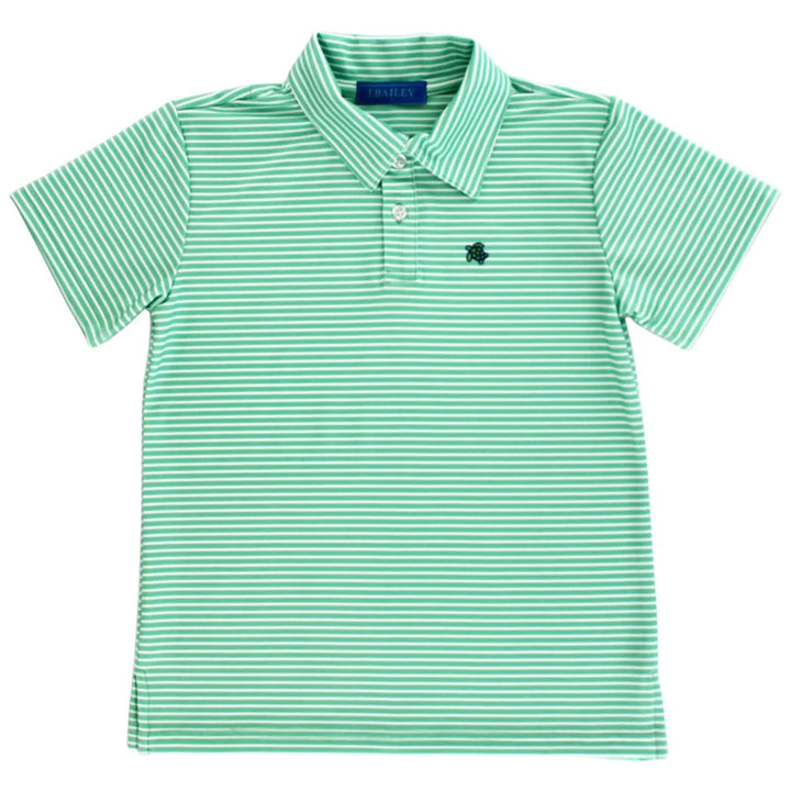 Green/White Stripe Short Sleeve Performance Henry Polo