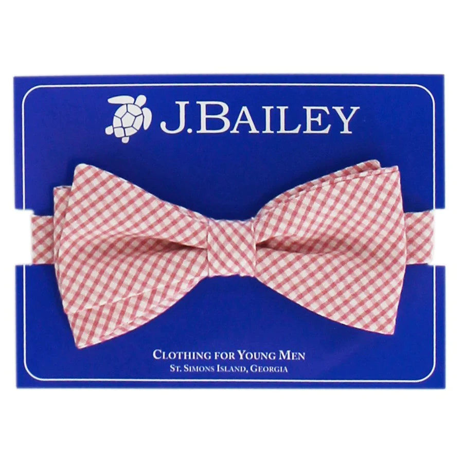 Coral Check Seersucker Johnny Bow Tie
