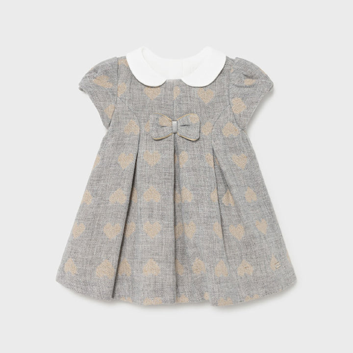 Heather Grey & Beige Heart Jacquard Dress