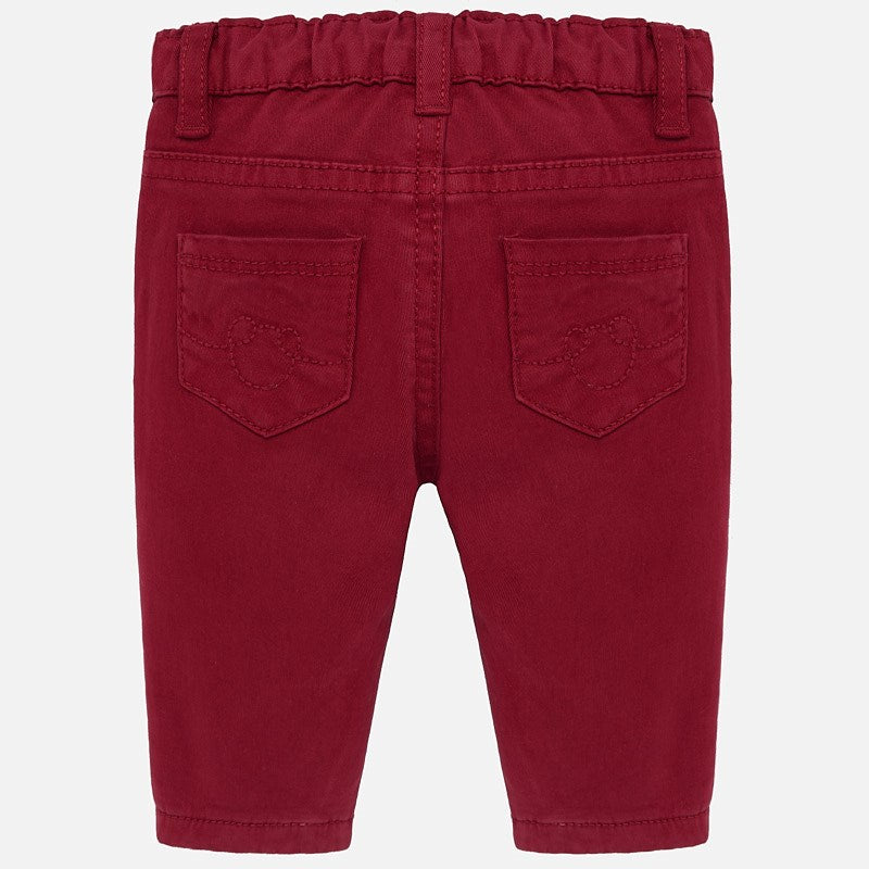 Red Casual Twill Pant