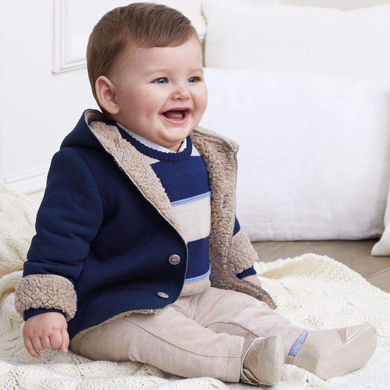 Navy & Tan Sweater & Pant Set