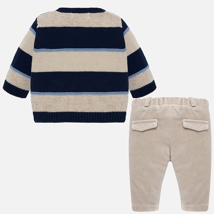 Navy & Tan Sweater & Pant Set