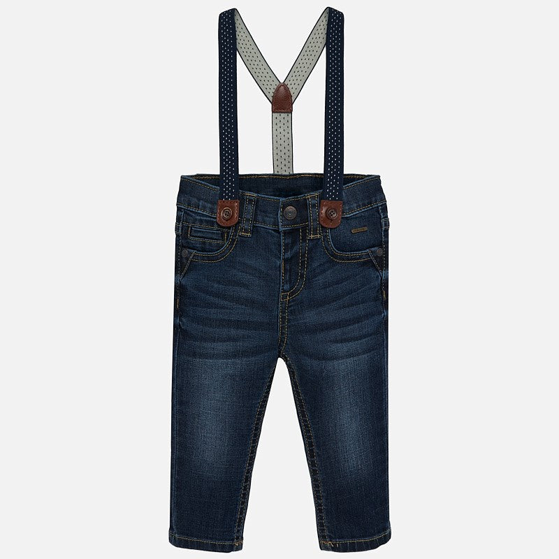 Dark Denim Jeans With Suspenders 