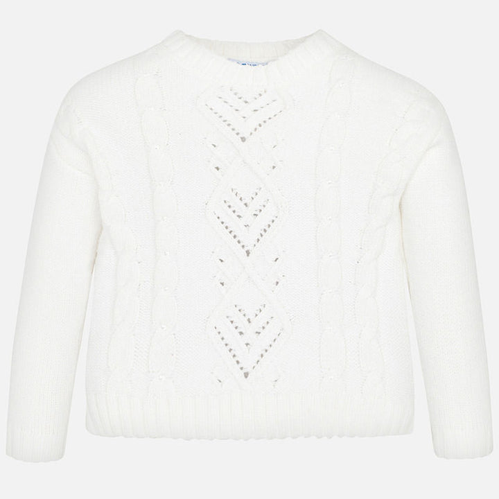 White Knitted Rhinestone Sweater