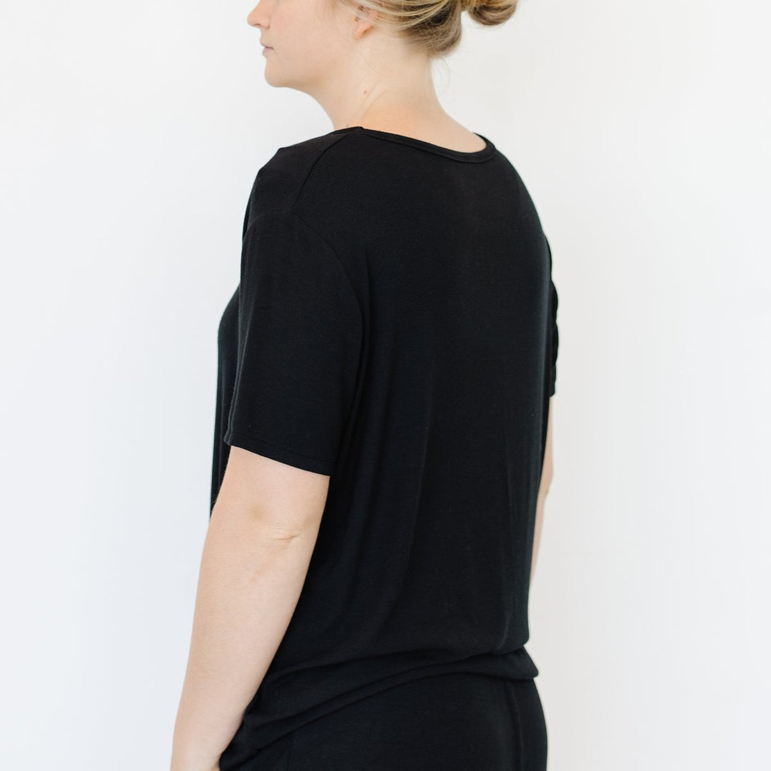 Rib-Knit Bamboo Short Sleeve Lounge Top