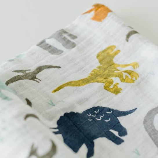 Cotton Muslin Swaddle Blanket - Dino Friends