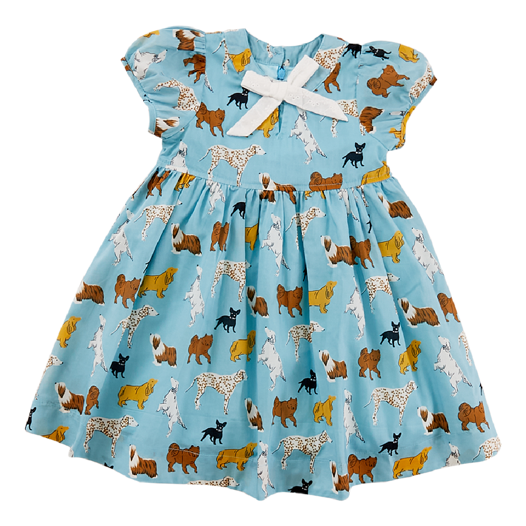 Milky Blue Dogs Margaret Dress