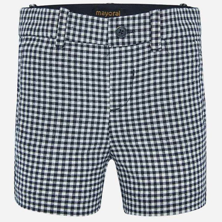 Navy Blue & White Checkered Shorts