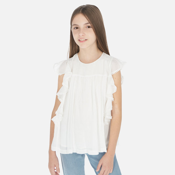 White Ruffle Blouse