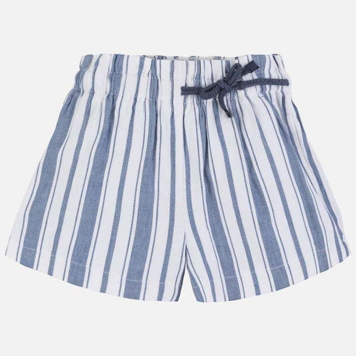 White & Blue Striped Linen Shorts