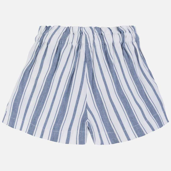 White & Blue Striped Linen Shorts