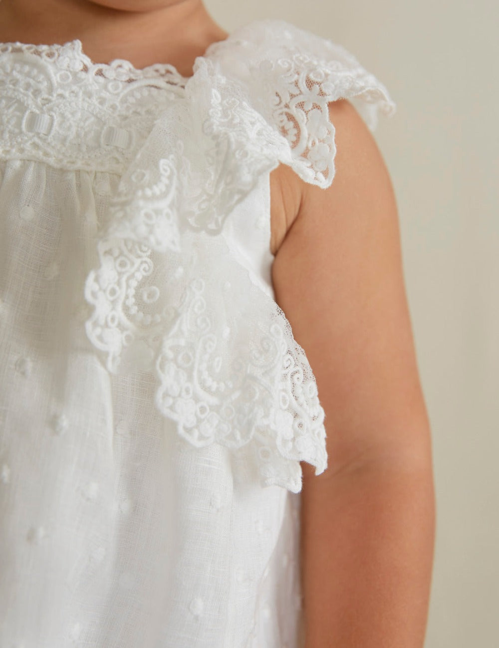 White Embroidered Polka Dot Dress