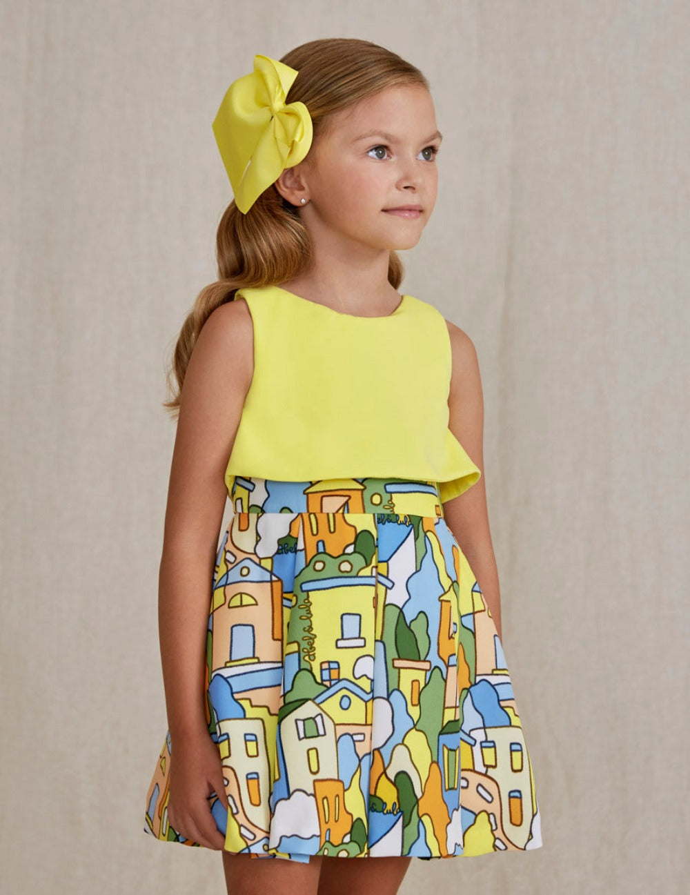 Yellow Combined Crepe Dress