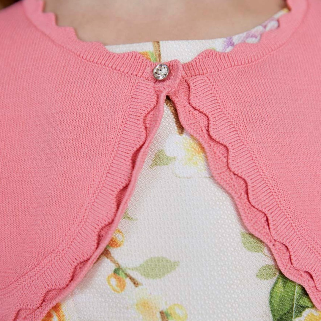 Bubblegum Pink Openwork Knitted Cardigan