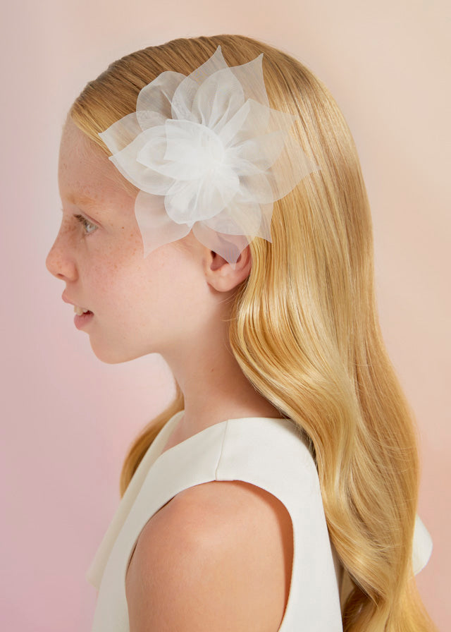 White Organza Flower Hair Clip