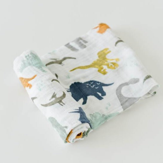 Cotton Muslin Swaddle Blanket - Dino Friends