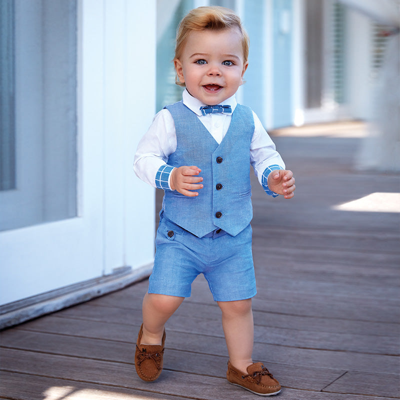 Blue Linen Dressy Bermuda Shorts