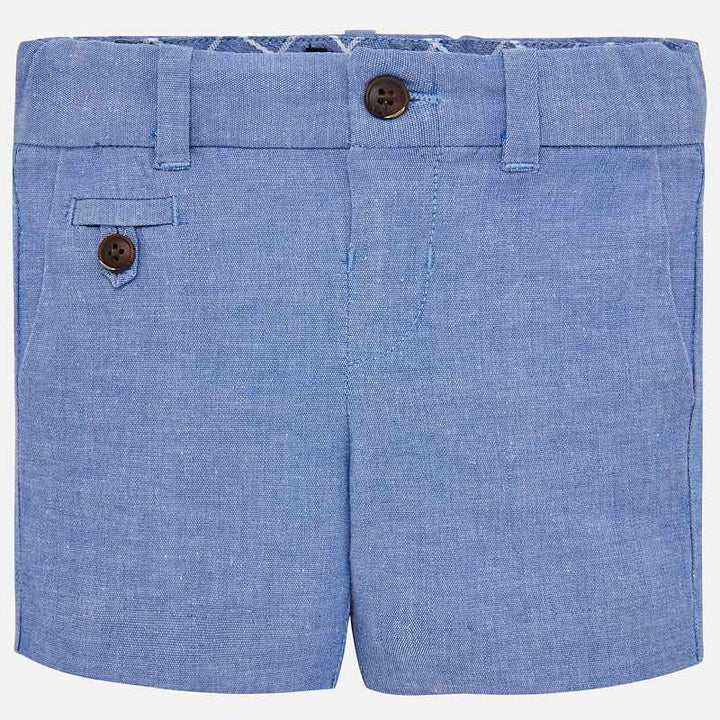 Blue Linen Dressy Bermuda Shorts