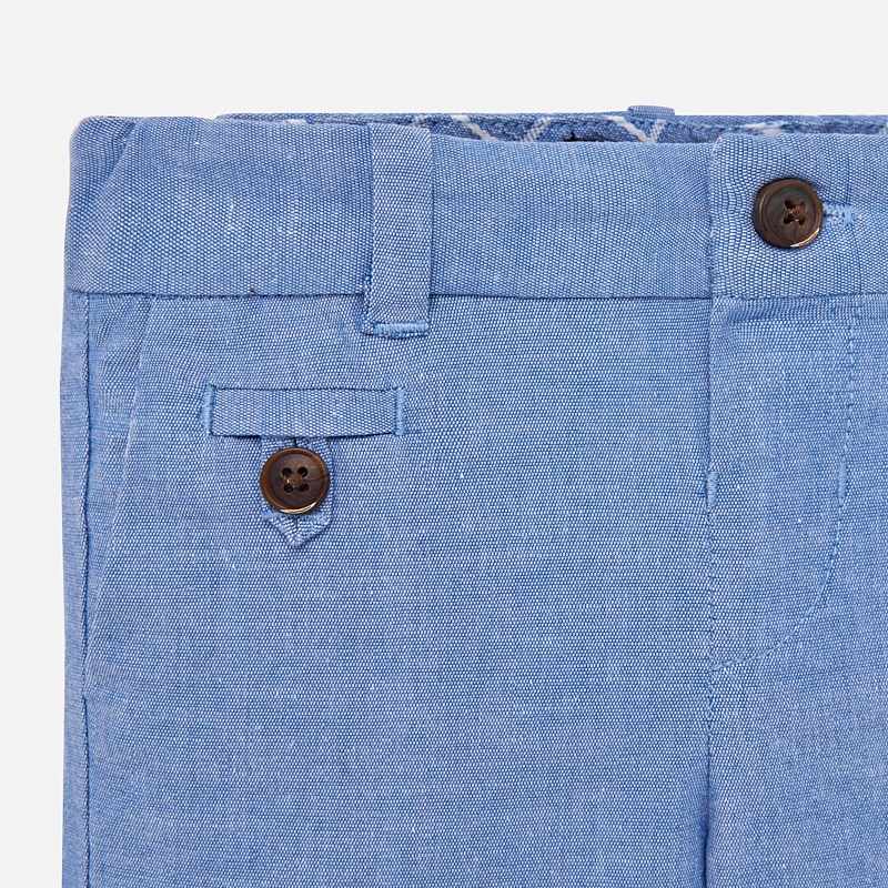 Blue Linen Dressy Bermuda Shorts