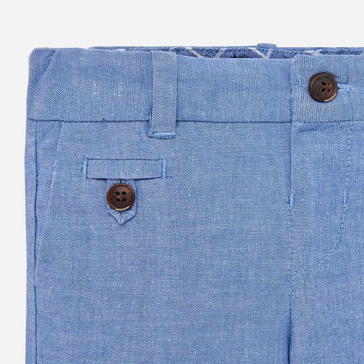 Blue Linen Dressy Bermuda Shorts