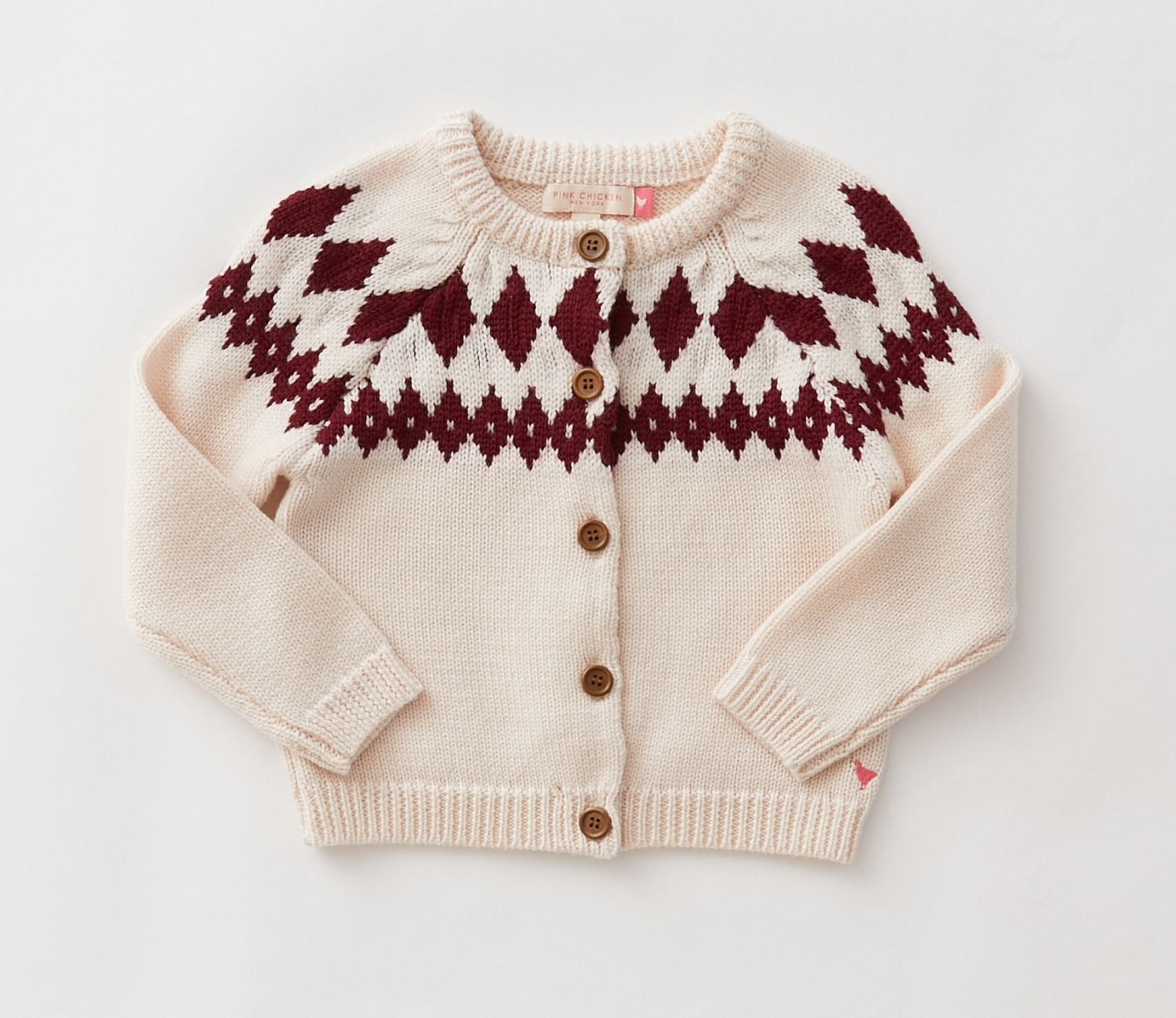 Cream With Brick Red Fair Isle Sweater