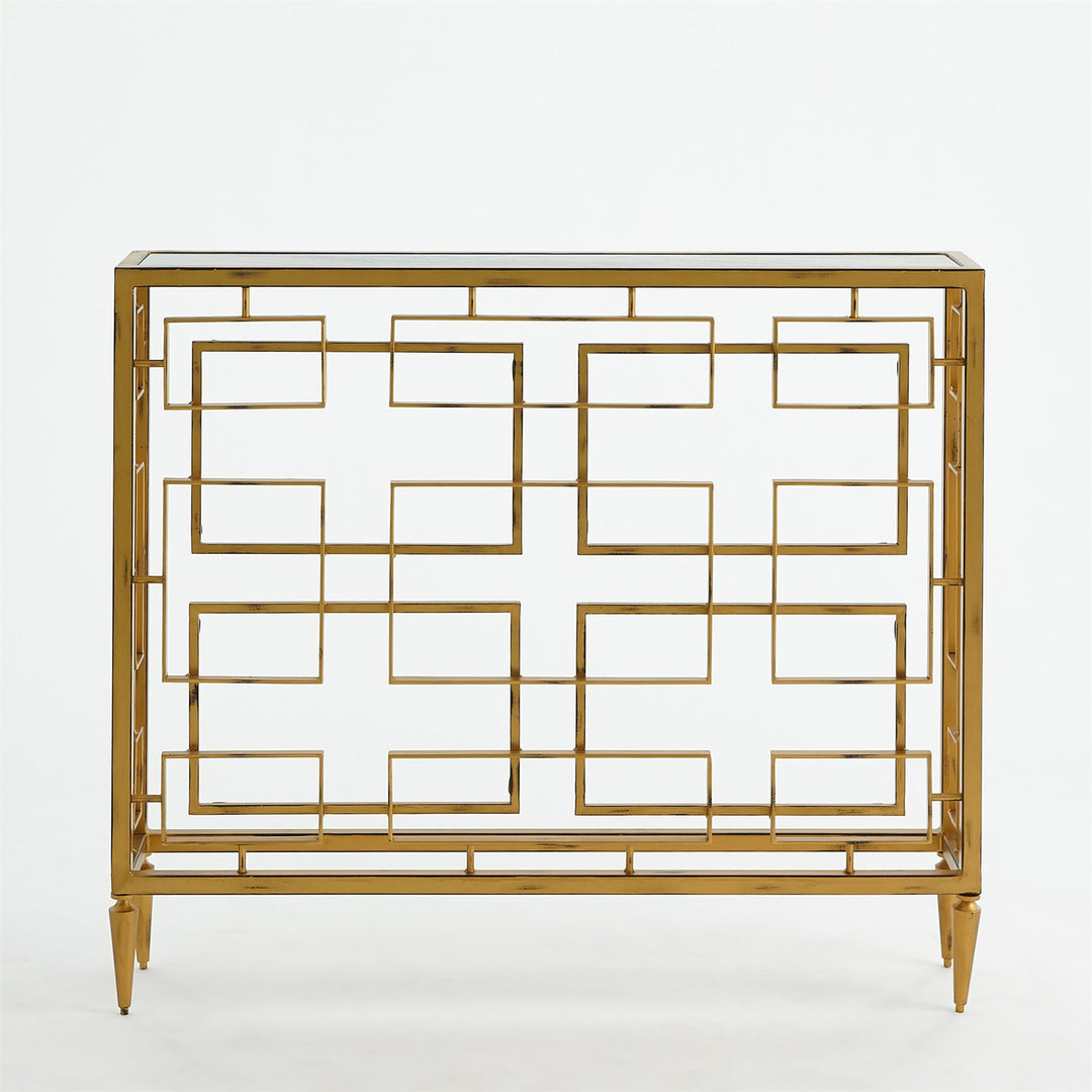 Gold Open Block Console Table