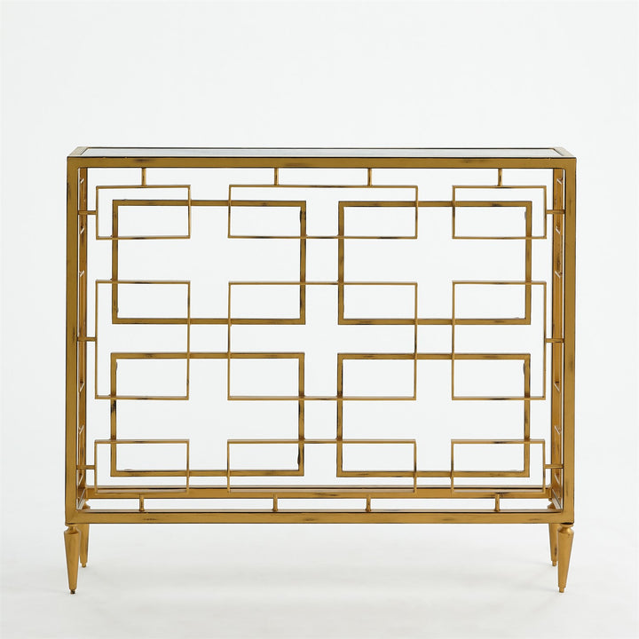 Gold Open Block Console Table