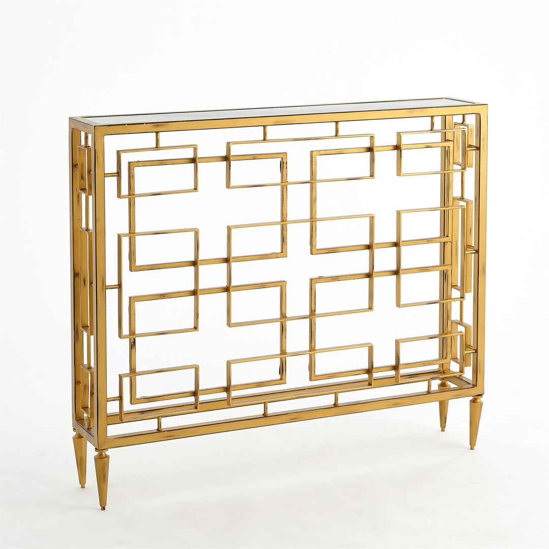 Gold Open Block Console Table