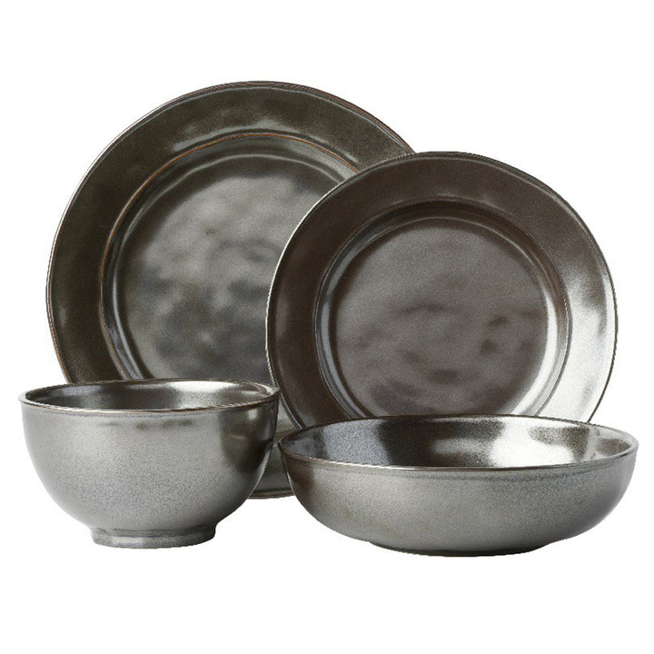 Pewter Stoneware Four-Piece Place Setting