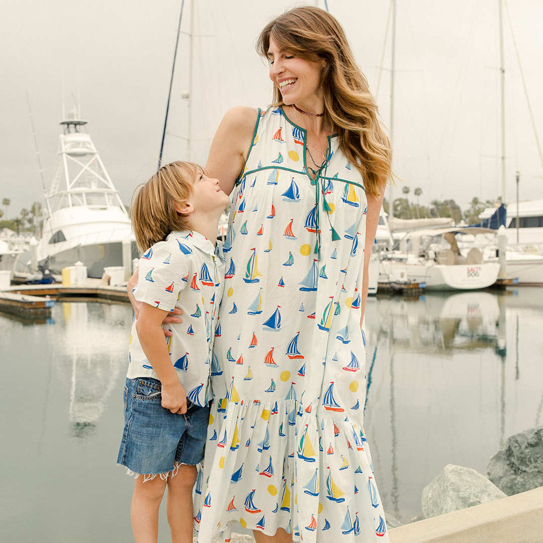 Wan Blue Sailboats Jade Dress