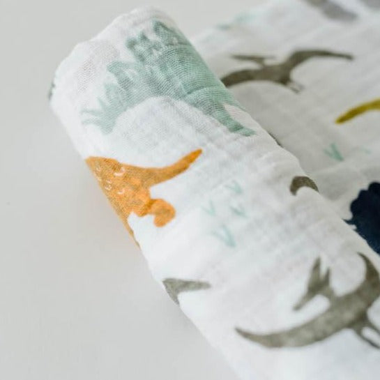 Cotton Muslin Swaddle Blanket - Dino Friends