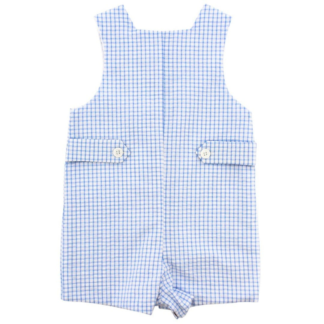 Blue Windowpane Seersucker Short John John