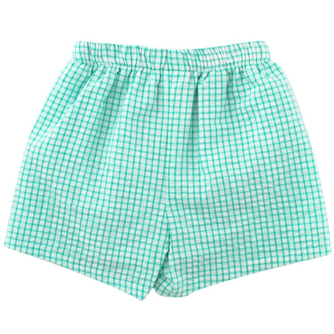 Palm Windowpane Seersucker Swimtrunk