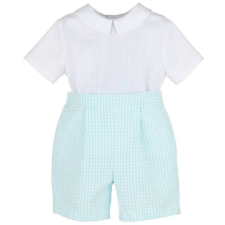 Aqua Gingham Vichy Boy Set