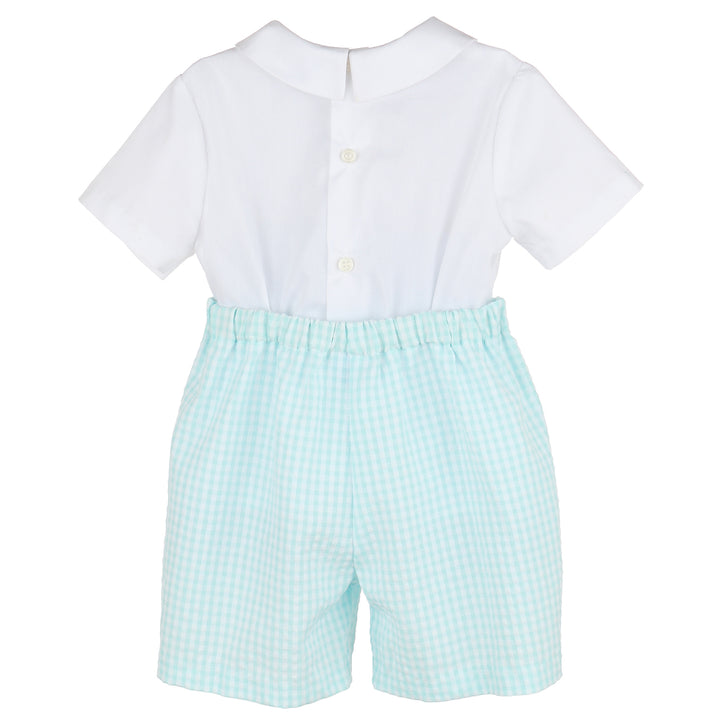 Aqua Gingham Vichy Boy Set