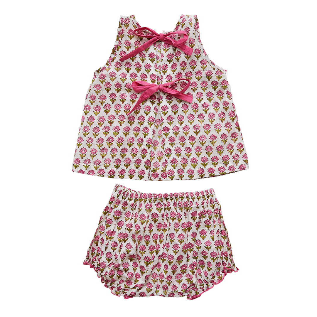 Pink Floral Block Jaipur 2 Piece Set