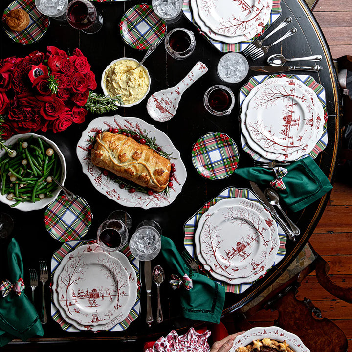 Country Estate Winter Frolic Ruby Dinner Plate Christmas Eve 