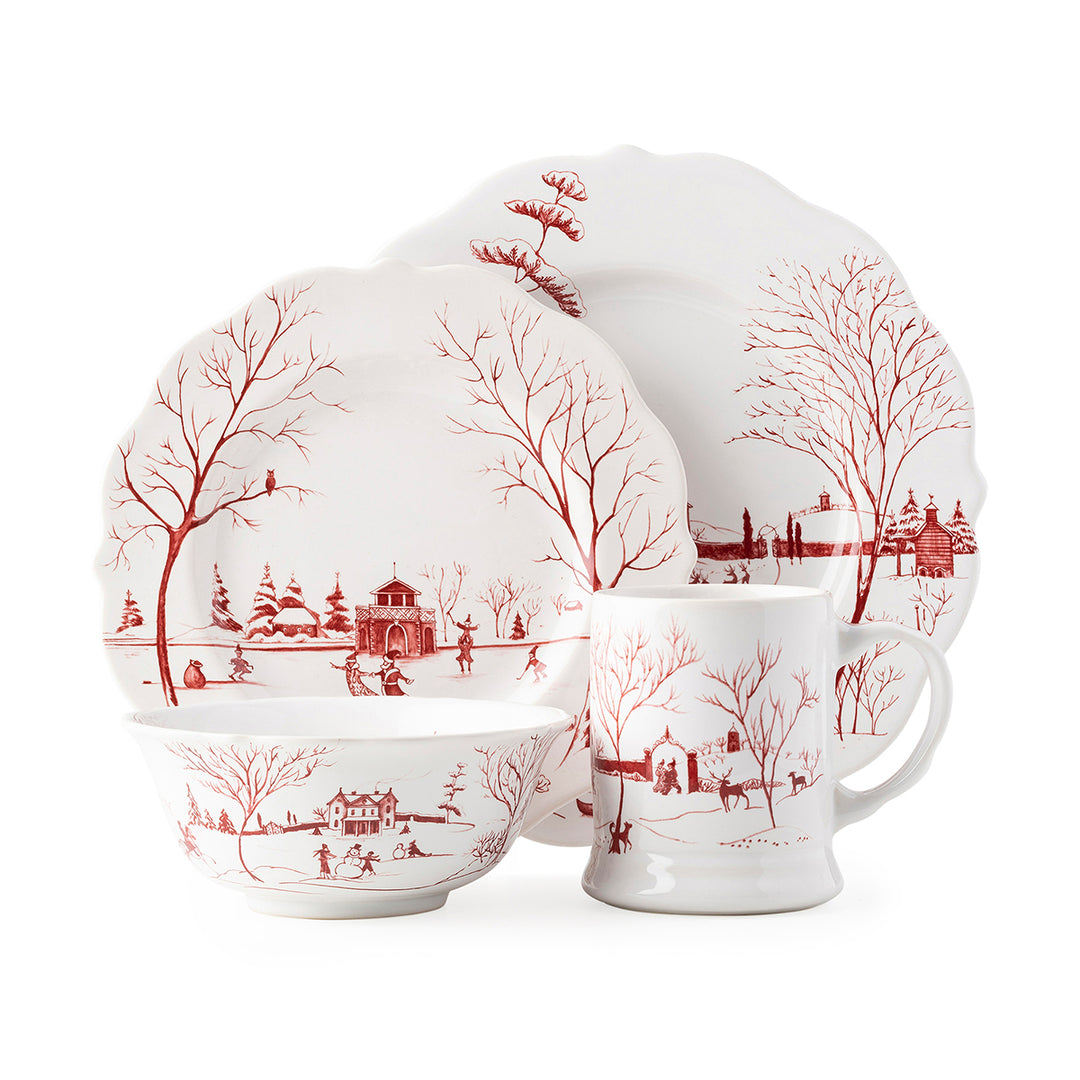 Country Estate Winter Frolic Ruby 4pc Setting