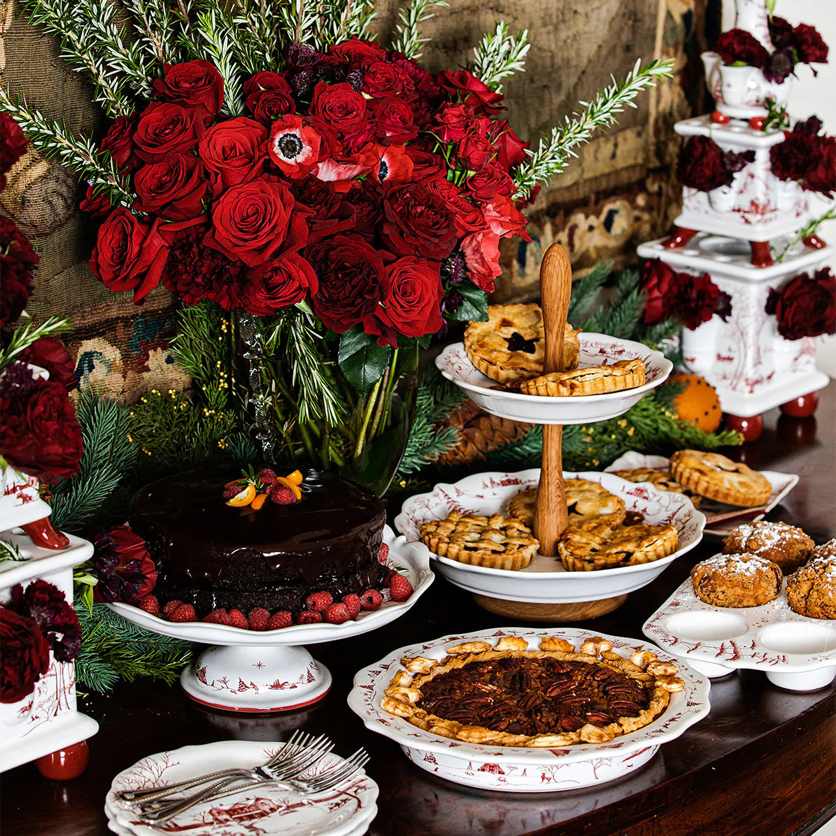 Country Estate Winter Frolic Ruby Two Tier Server