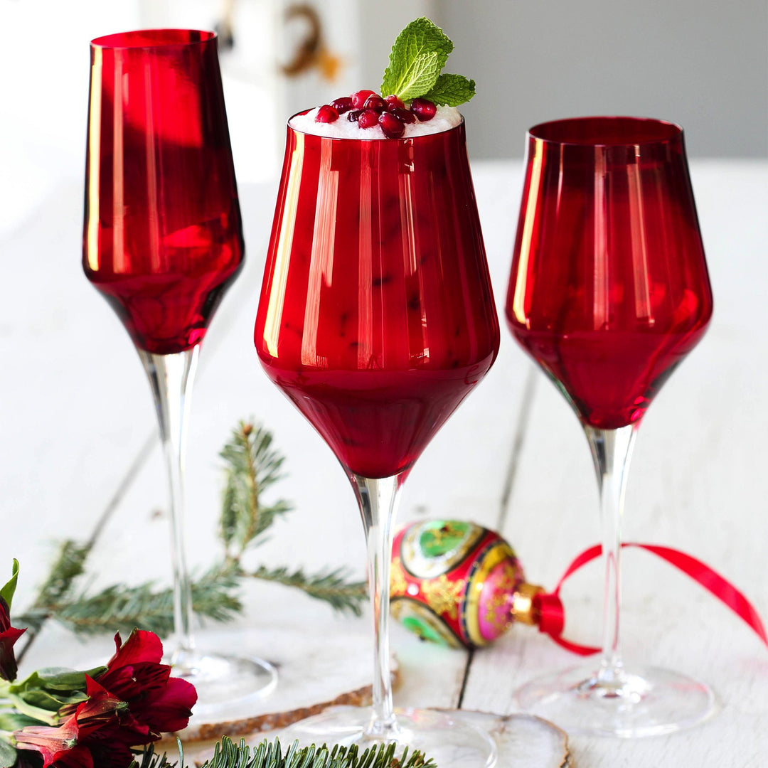 Contessa Red Champagne Glass