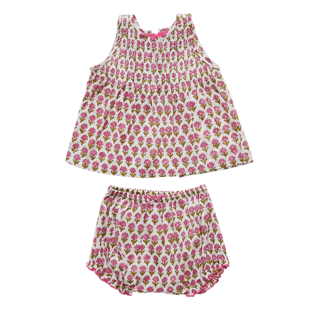 Pink Floral Block Jaipur 2 Piece Set