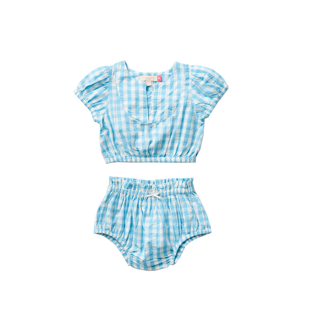 Milky Blue Gingham Lori 2 Piece Set