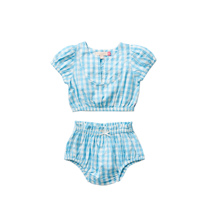 Milky Blue Gingham Lori 2 Piece Set